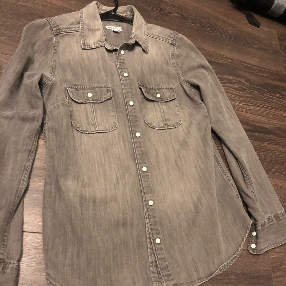 Grey Denim Button Down
